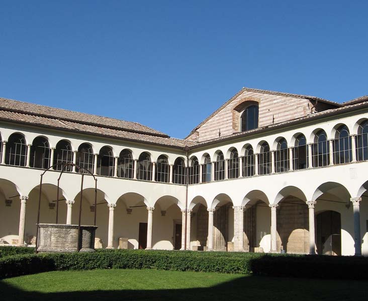LAVORI DI CONSOLIDAMENTO DEL CHIOSTRO SUPERIORE - ANGOLO SALONE ARCHEOLOGICO - DEL MUSEO ACHEOLOGICO NAZIONALE DELL'UMBRIA DANNEGGIATO DAL SISMA